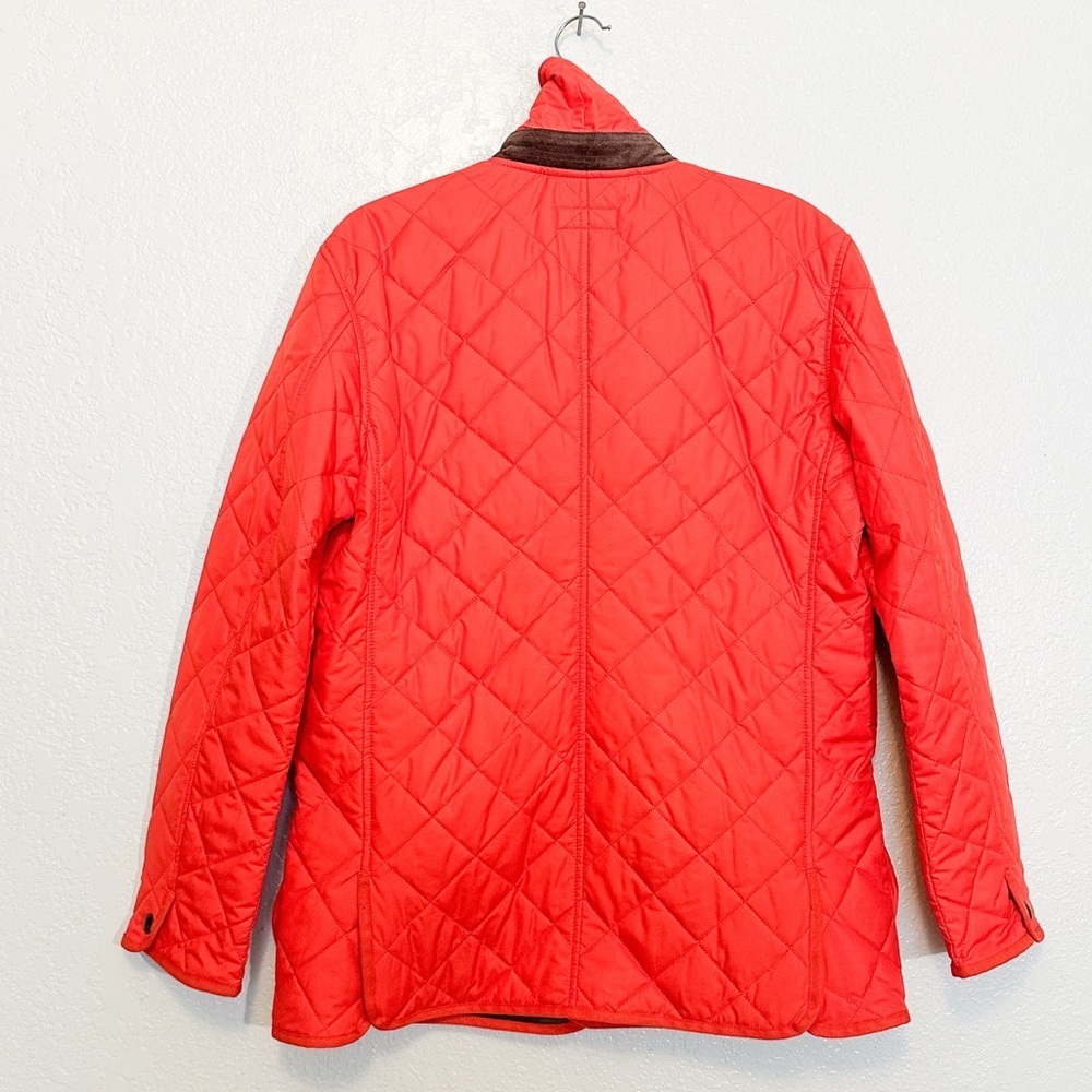 POLO Ralph Lauren Orange Hot Quilted Leather Trim Jacket EUC M - Picture 2 of 11